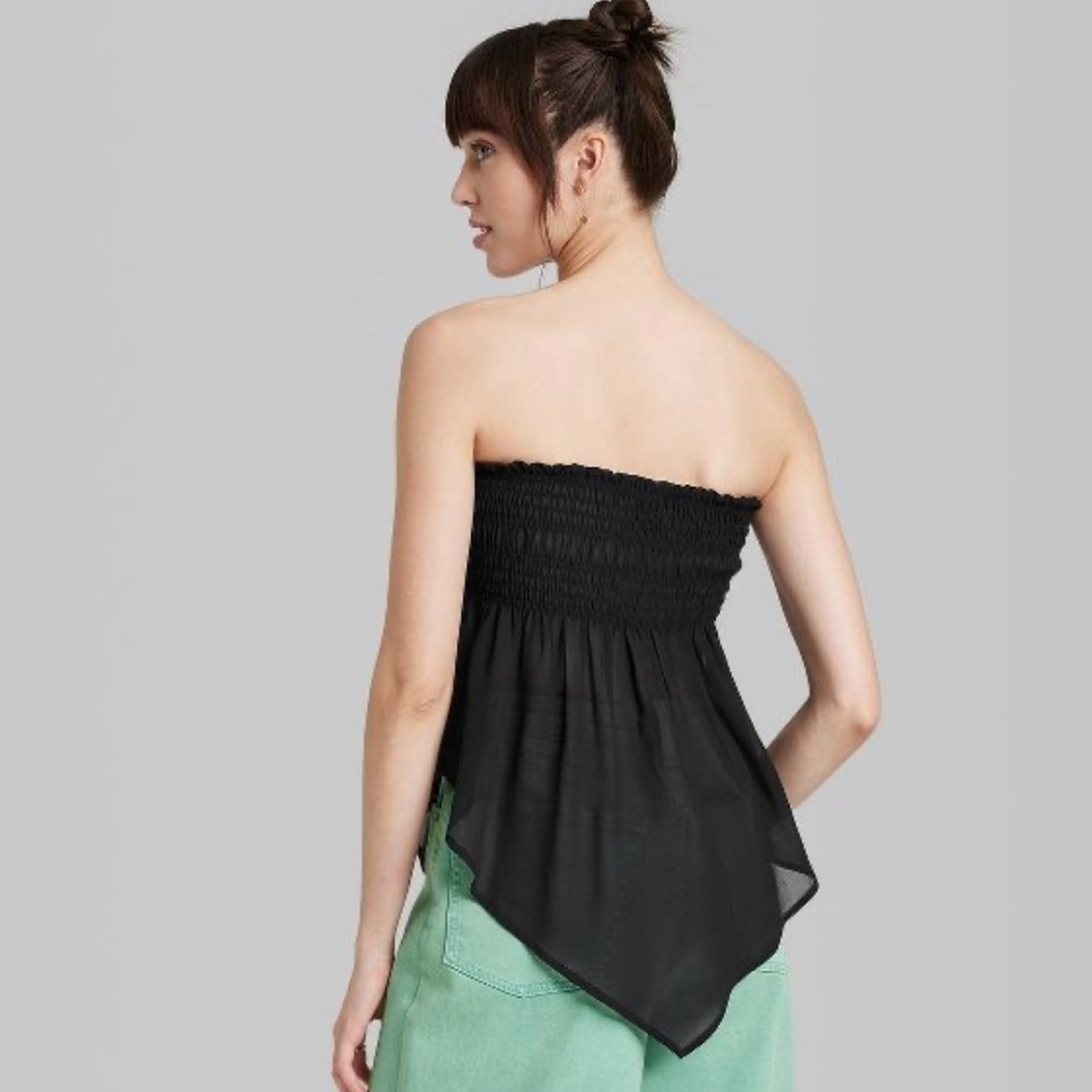 Women's sexy black sheer strapless Scarf Tube Top - Wild Fable size XS nwt - Picture 2 of 6